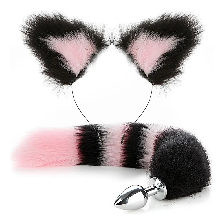 Kit Plug Anal Cola de Zorro Metálico Acero Inoxidable - Anal en LAME Sex Shop