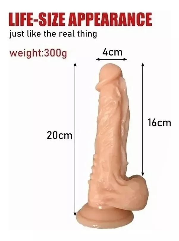 Imagen del producto Dildo Consolador Grande Realista de Silicona con Ventosa para Mujer – 22cm en color Carne
