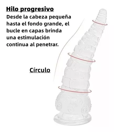 Imagen del producto Consolador Realista de Tentáculo de Pulpo con Ventosa Fuerte - 19 x 5.2 cm en color Transparente