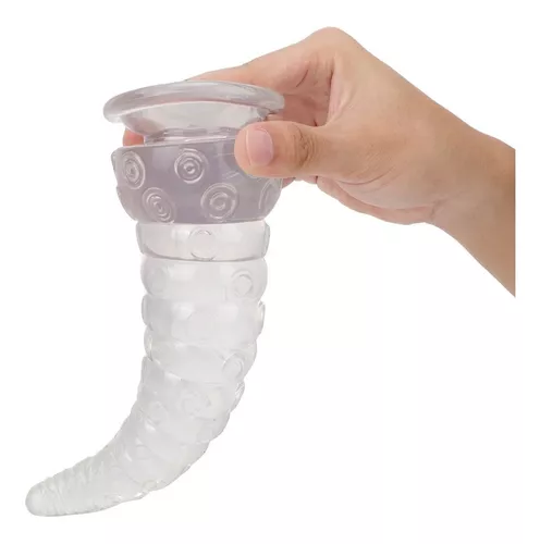 Imagen del producto Consolador Realista de Tentáculo de Pulpo con Ventosa Fuerte - 19 x 5.2 cm en color Transparente