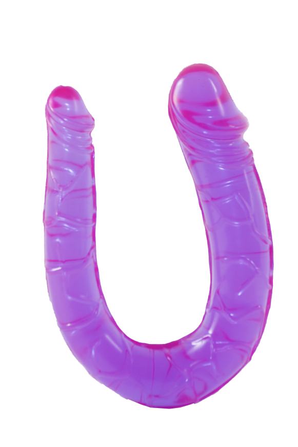 Imagen del producto Dildo Doble Púrpura de 33.5 x 3.2 cm con Diseño de 6 Colores en color Purpura