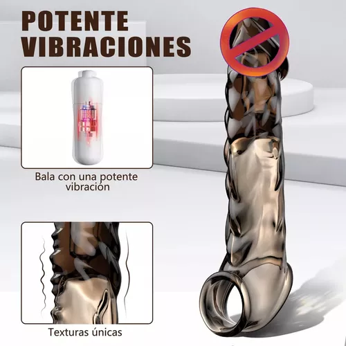 Imagen del producto Extensión y Funda Para Pene Con Vibrador en color Negro