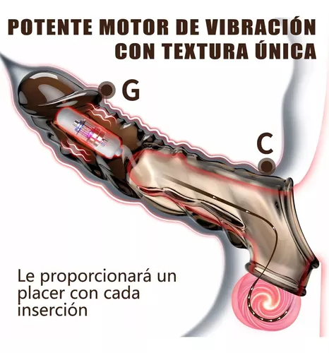 Imagen del producto Extensión y Funda Para Pene Con Vibrador en color Negro