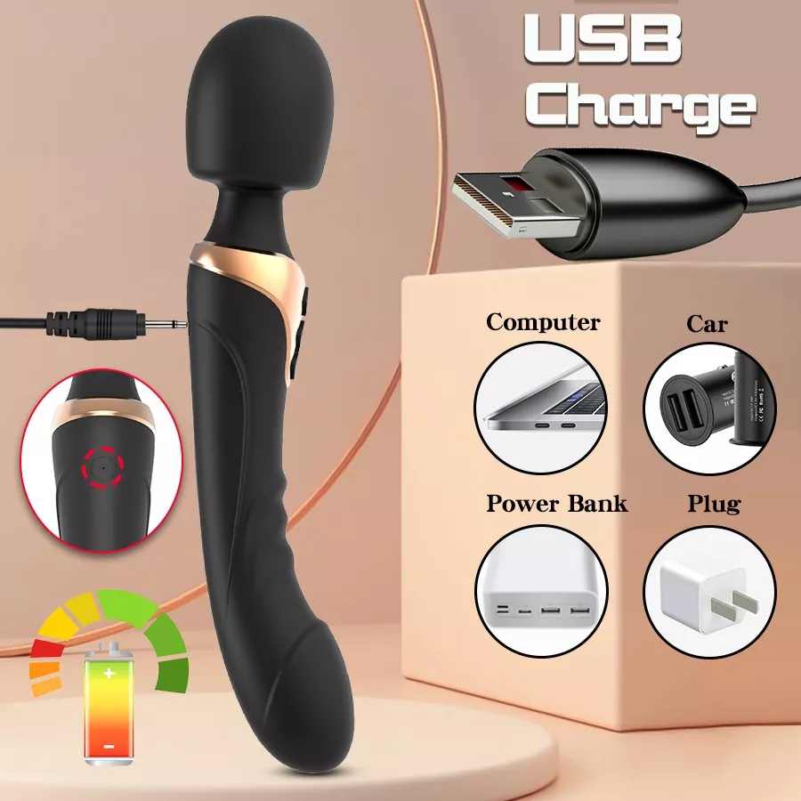 Imagen del producto Vibrador Doble con Varita y Estimulador de Punto G para Orgasmo Vaginal en color Negro