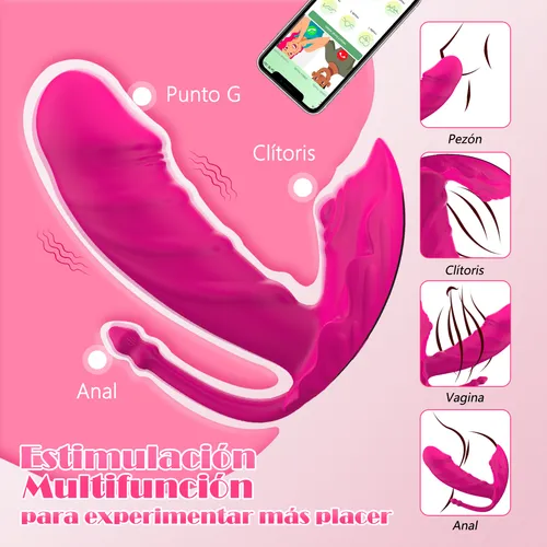 Imagen del producto Consolador Vibrador Mariposa con Control App en color Violeta