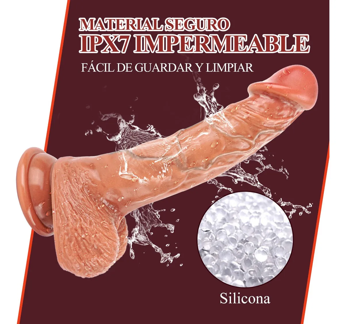 Imagen del producto Vibrador Consolador Pene Emulación Texturas Dildo 21cm Color Carne en color Carne
