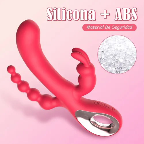 Imagen del producto Consolador Vibrador Conejo Clítoris Punto G Anal Multivelocidades en color Rosa